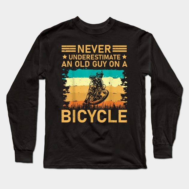 Never Underestimate A Old man With A Bicycle Long Sleeve T-Shirt by rhazi mode plagget